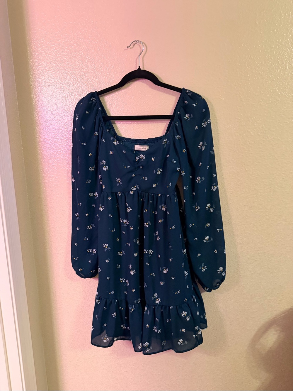 Abercrombie & Fitch Teal Floral Long-Sleeve mini dress